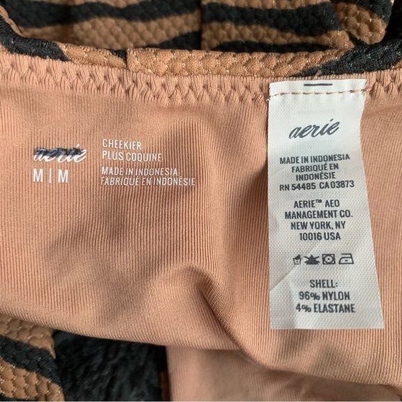 Aerie Pique Animal Print Super High Cut Cheekier Bikini Bottom - Picture 5 of 7